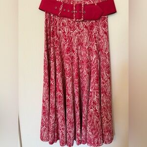 Lapis Red and White A-Line Skirt